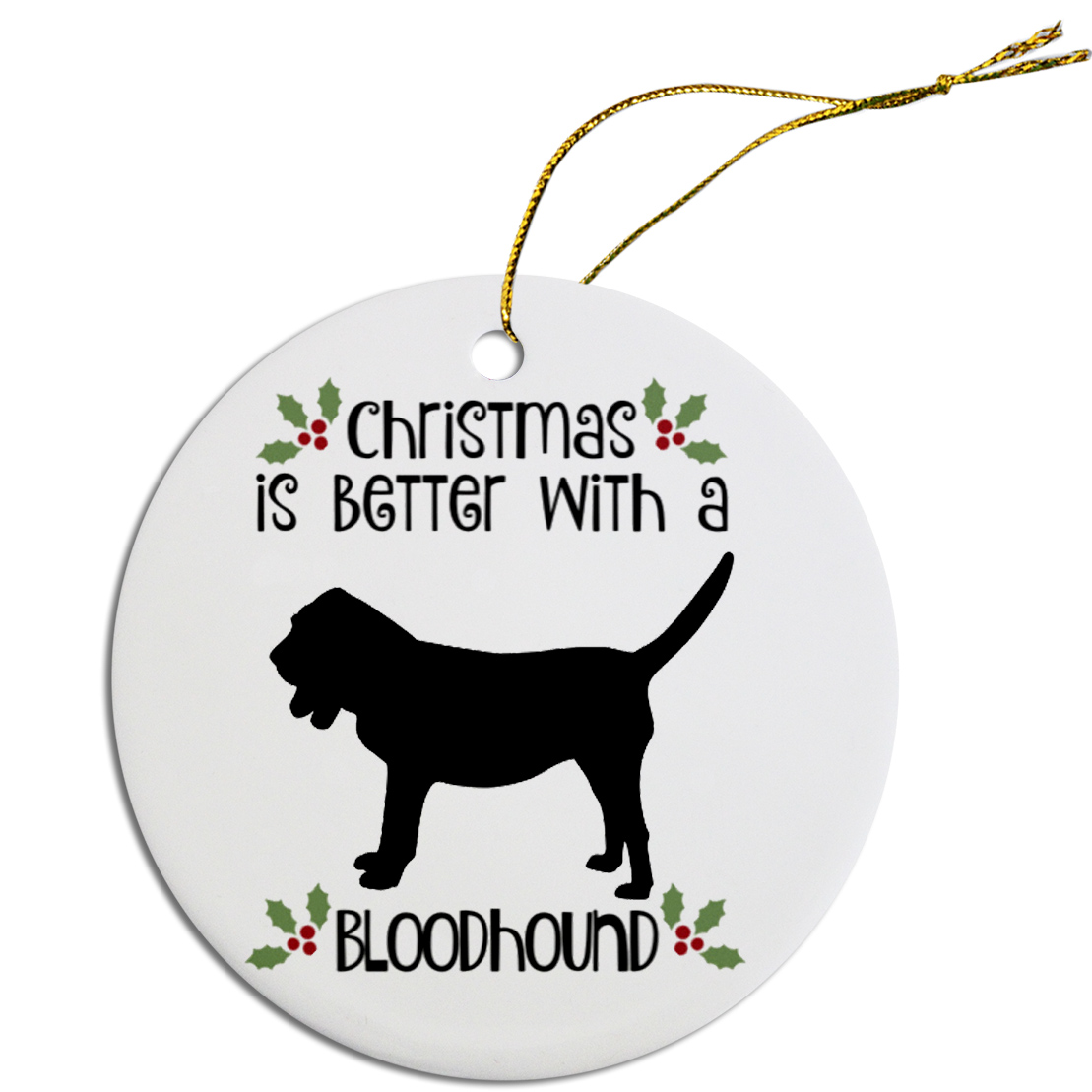 Breed Specific Round Christmas Ornament Bloodhound